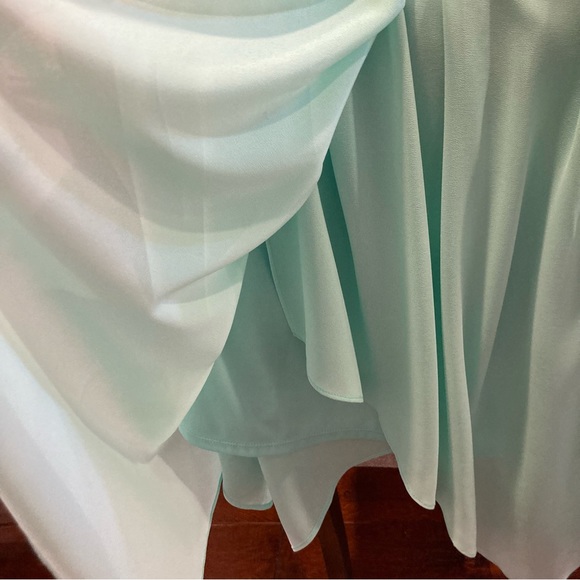 Mint Green Dress Sleeveless Chiffon High Low Belted Size Small - Picture 8 of 11